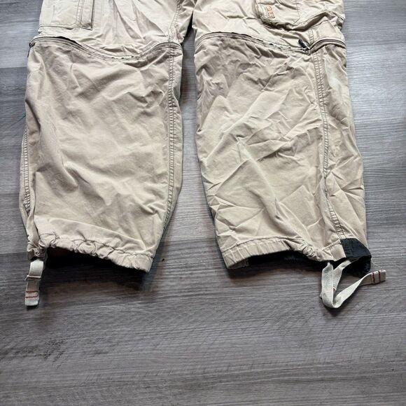 Vintage Y2K Sonoma Baggy Wide-Leg Light Brown Canvas Pants 36x30 Zip Off - Picture 4 of 8